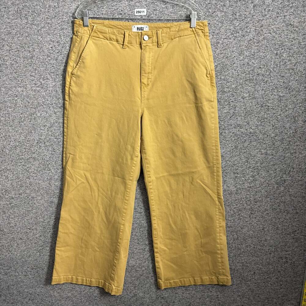 Paige Women's 32 Vintage Golden Glow Carly High Rise Wide Leg Stretch Jeans
